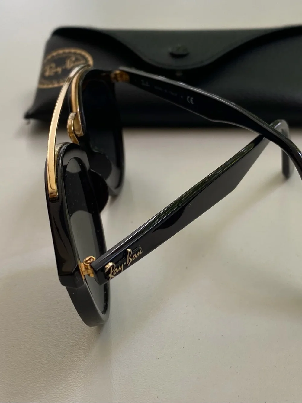 Ray-Ban Black & Gold Round Metal-Top Sunglasses